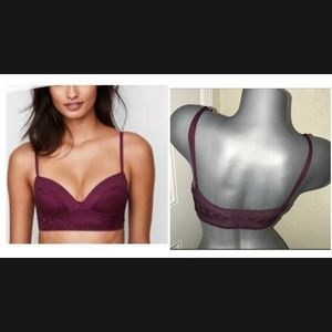 Victoria’s Secret Padded Demi Bralette Burgundy NWT